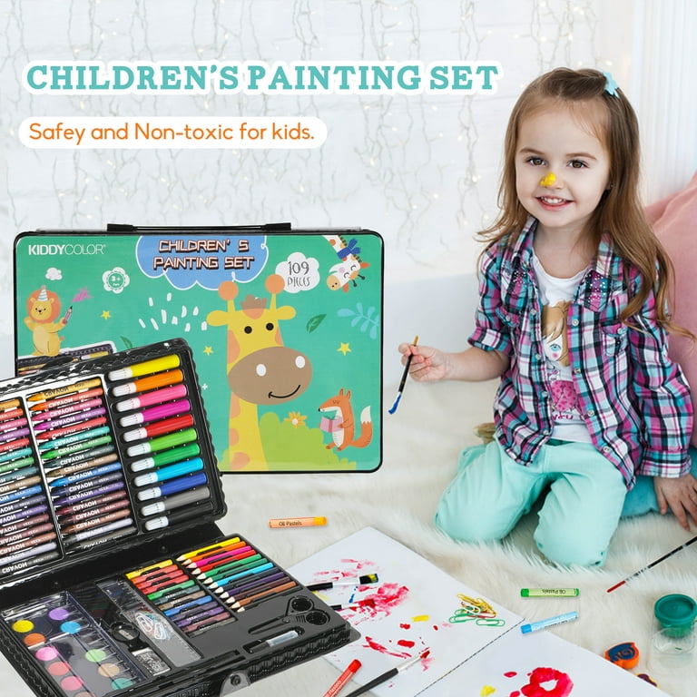 109-piece Deluxe Art Set for Kids Markers, Watercolor Cakes, Color