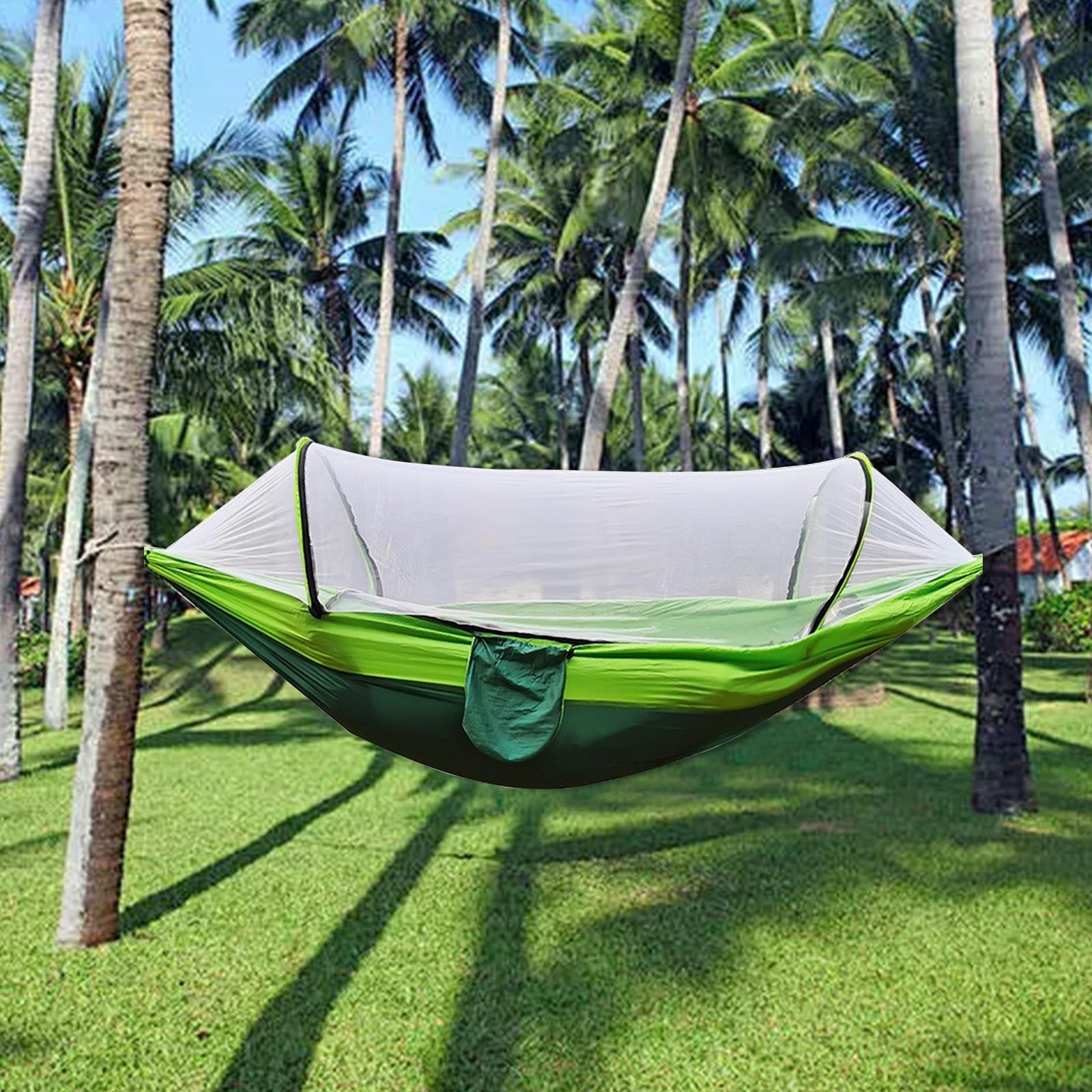 Ranliy Camping Hammock with Mosquito Net, Lightweight Hanging Hammocks Tree Straps Swing Hammock Bed for Outdoor Backpacking Backyard Hiking
