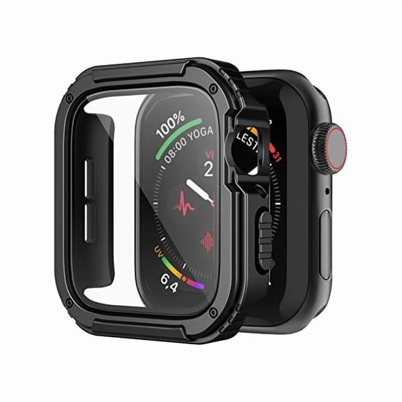 can for Rugged Apple Watch Case 42mm Series 3/2/1 with Screen Protector, Durable Military Grade Quattro Pro Series Drop-Proof Protective Cover Full Coverage Bumper for Men iWatch(Black)