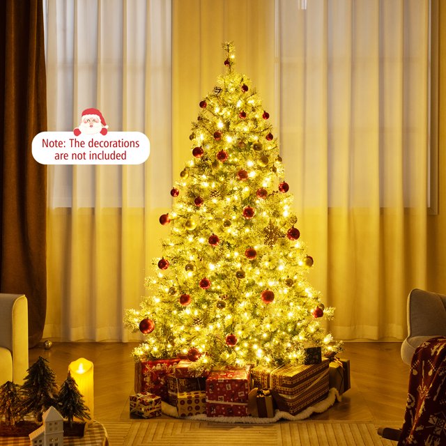 Gymax 6 FT Artificial Christmas Tree w/360?? Quick Power Connector 598 Pine Needles