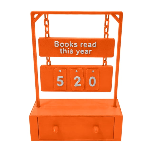 Counter 3D Printed Book Reading Shelf Sign and Swinging Display with Digital Storage for Book Lovers
