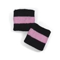 thumbnail image 7 of Couver Unisex Cotton Terry Wrist Sweatbands, 2-Pairs, Striped Design, 2.5-Inch, Black Light Pink, 7 of 7