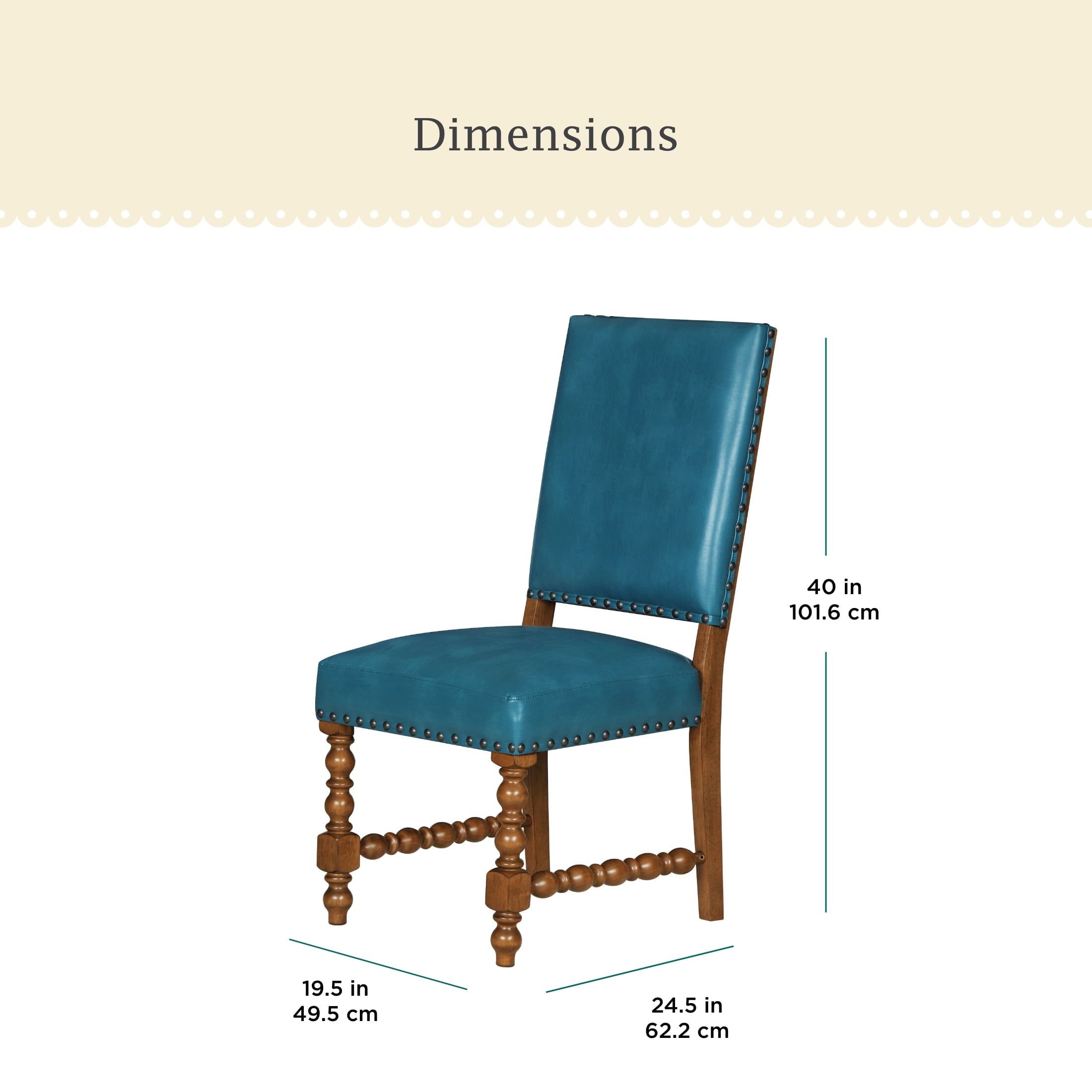 The Pioneer Woman Harper Faux Leather Dining Chairs, Turquoise, Set of 2