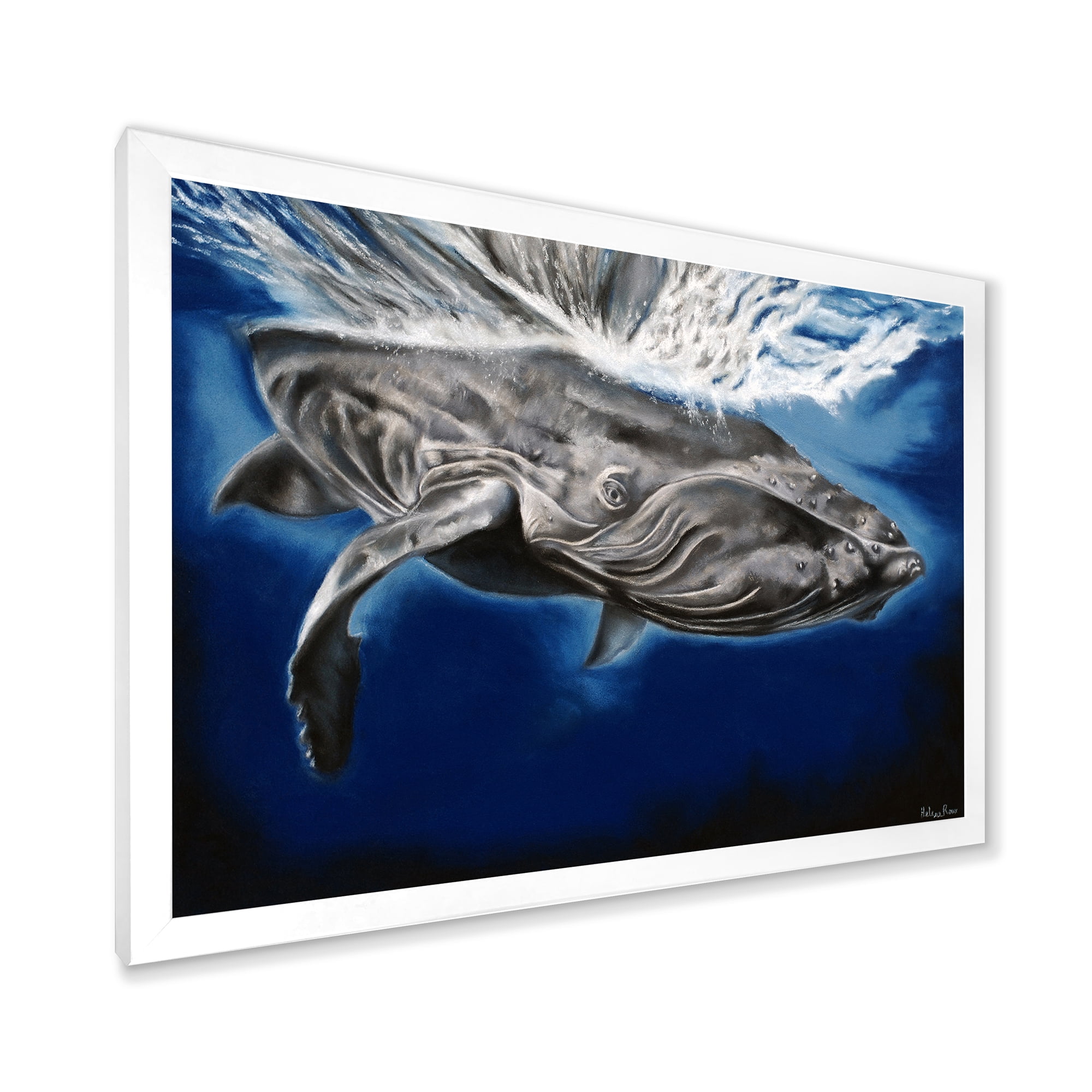 Designart 'Close Up Portrait Of A Humpback Whale' Nautical & Coastal Framed Art Print