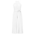 thumbnail image 4 of Defitshape Women's Long Jumpsuit Fall Jumpsuits Jumpers & Rompers Sleeveless Pant Backless Summer Wide Leg Jumpers And Rompers White 12-14, 4 of 4