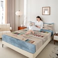 thumbnail image 4 of Homewish Teens Rustic Farmhouse Bed Sheets, Wheat Blue Lake House King Sheets, Wooden Boat Paddle Sheet Set, Luxury Bedroom Decor, 4-Piece, 4 of 7