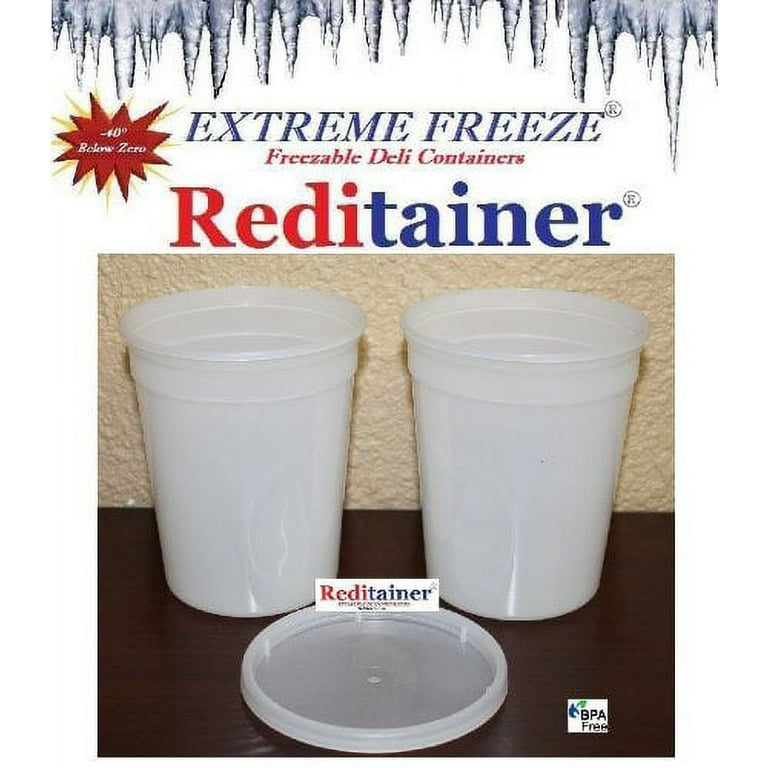 Extreme Freeze Reditainer 64 oz. Freezeable Deli Food Containers w/ Lids -  Package of 8 - Food Storage