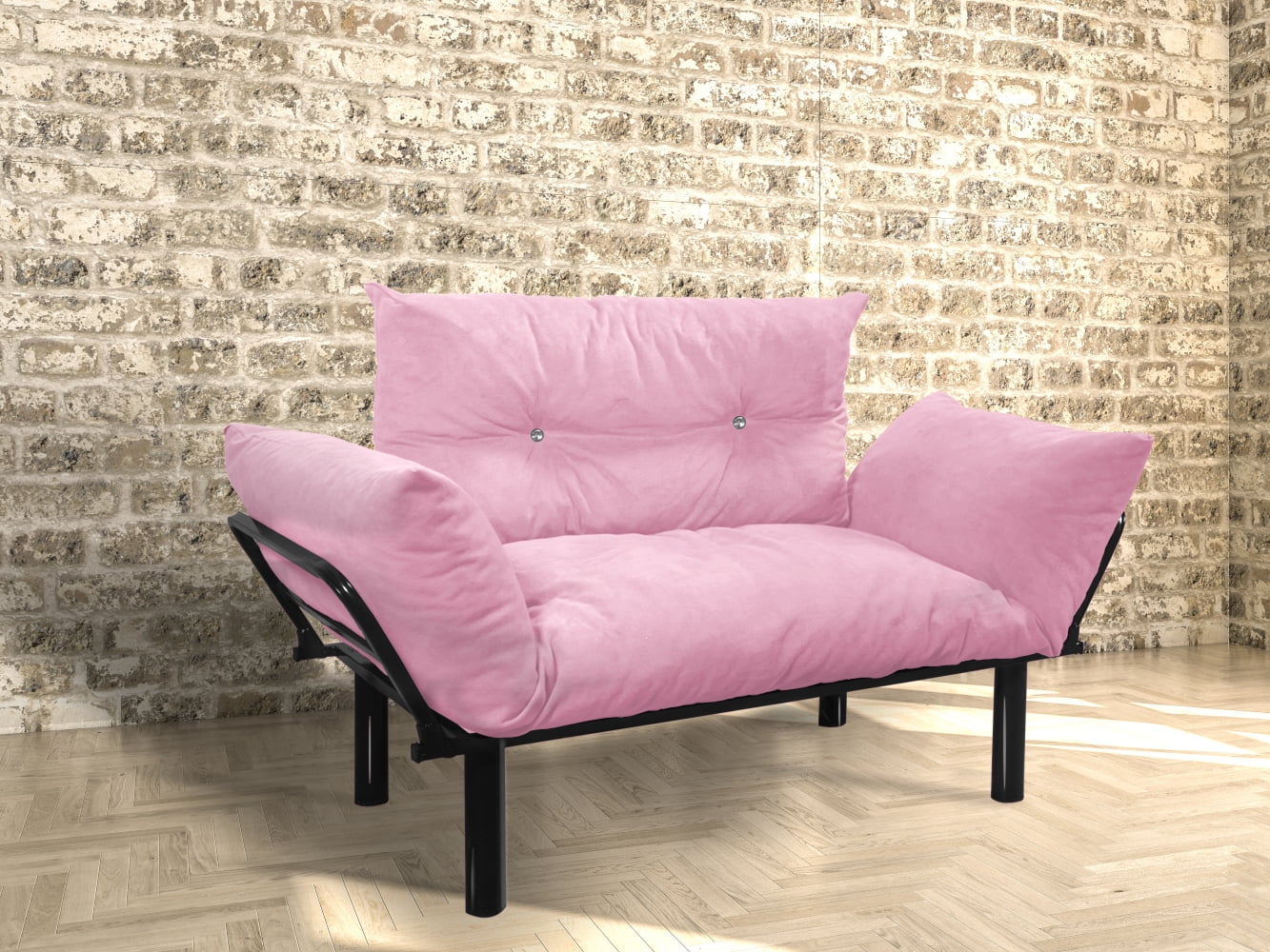 Andrew Metal Frame Foam Seat Loveseat,Easy to assemble Loveseat,Pink