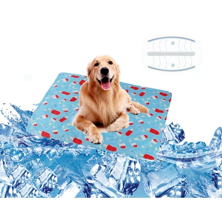 BIGTREE Pet Self Cool Mat, Summer Cooling Kennel Crate Pad for Dog, Cat (Blue, S)