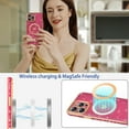 thumbnail image 2 of iPhone 12 Pro Max Magnetic Case，Glitter Case with Love Heart, Luxury Plating Cute Bling, Compatible with MagSafe,Clear Slim Shockproof Phone Case for Women Girls,Hot Pink, 2 of 14