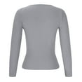 thumbnail image 4 of HAiming Long Sleeved Tops for Womens Solid Color Slim V Neck Knitted Shirts 2025 Fall Winter Casual Basic Blouse, 4 of 5