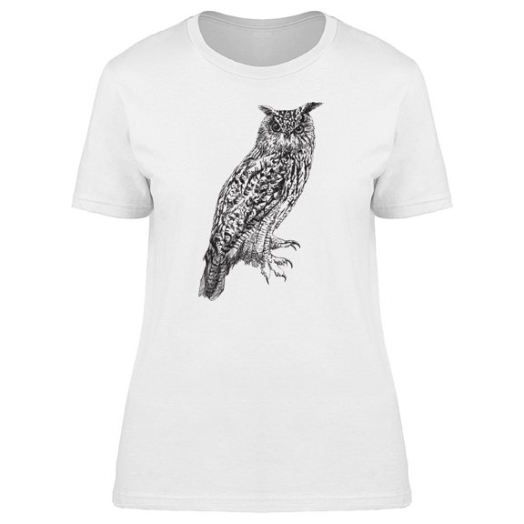 Full Body Of Owl Ink Style Tee Women's -Image by Shutterstock