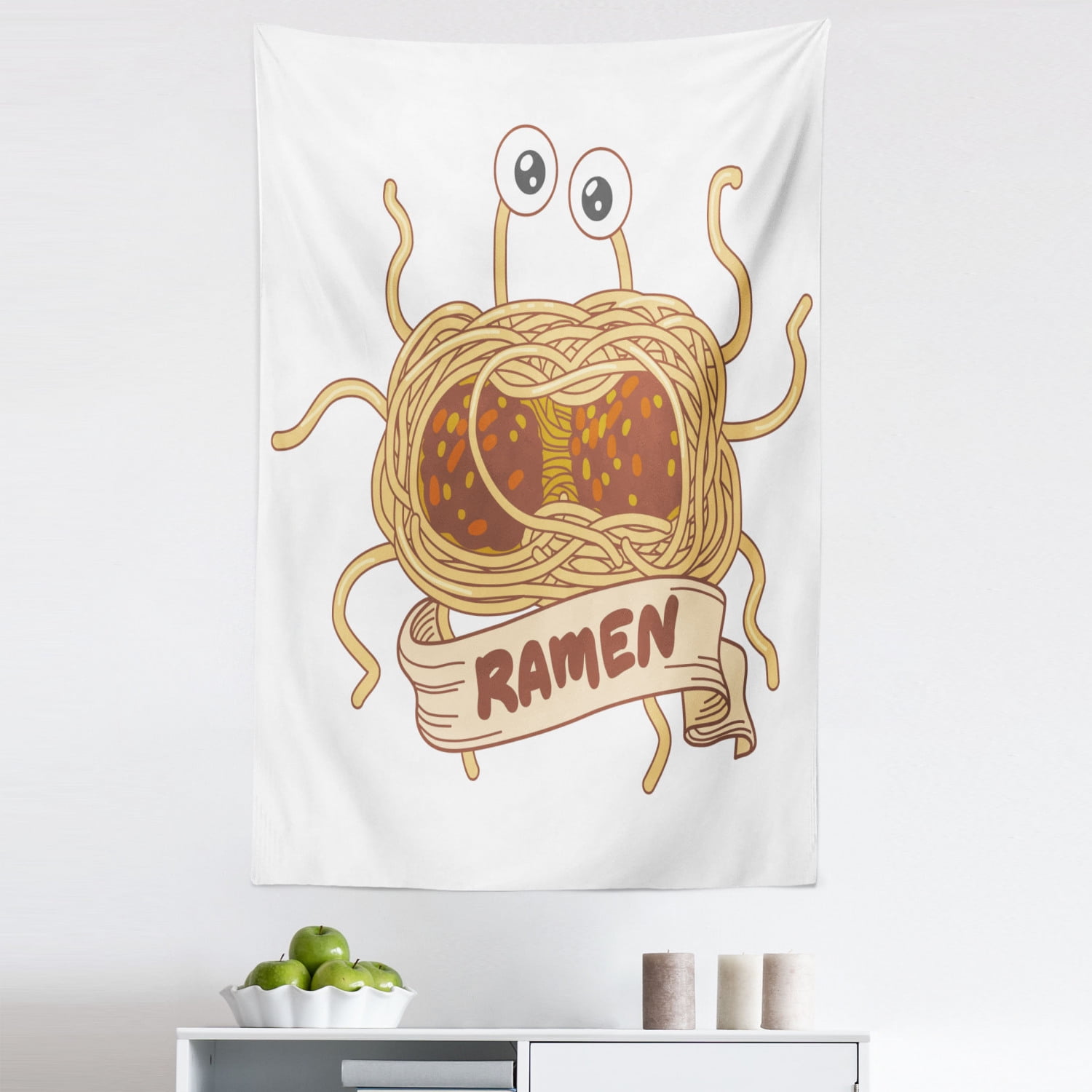 Hensigt Soldat Manga Humorous Tapestry, Cartoon Design Image of Flying Spaghetti Monster with  Ramen Written Ribbon, Fabric Wall Hanging Decor for Bedroom Living Room  Dorm, 5 Sizes, Multicolor, by Ambesonne - Walmart.com