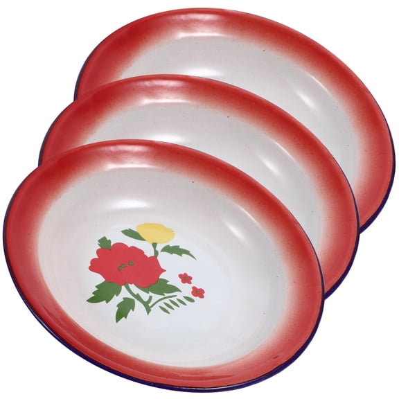 CHICHUMID Vintage Red Iron Enamel Plate for Snacks and Desserts At Home