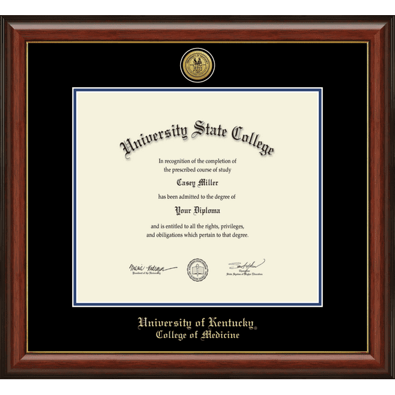 University of Kentucky College of Medicine Diploma Frame, Document Size 16" x 14"