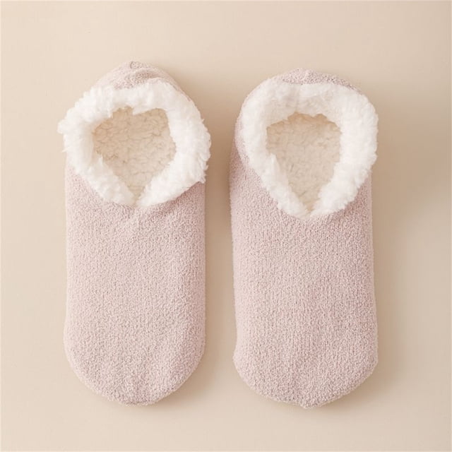 Chaussettes et Chaussures Courtes d'Intérieur pour Femmes, Super Épaisses, en Laine d'Agneau, Chaudes et Moelleuses, Chaussettes de Sport, Chaussettes Rouges