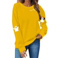 thumbnail image 1 of NMMUED Chandail d'Halloween pour Femmes Hauts de Sortie pour Femmes Chandail Citrouille d'Halloween Chandails Col Rond Femmes Chandail d'Halloween Chat Noir Chandails Graphiques pour Femmes, Jaune G, 1 of 4