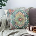 thumbnail image 2 of Boho Pillow Cover 20x20 Vintage Throw Pillow Covers Bohemian Antique Ethnic Decorative Pillow Cases Home Decor Square Linen Pillowcase, Green Orange, 2 of 6
