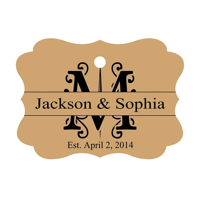 100 PCS Personalized Wedding Favor Gift Paper Tags Custom Made Hang Tags