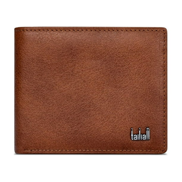 Cartera para hombre Cartera clásica de negocios corta con múltiples tarjetas Cartera de cuero con caja de regalo
