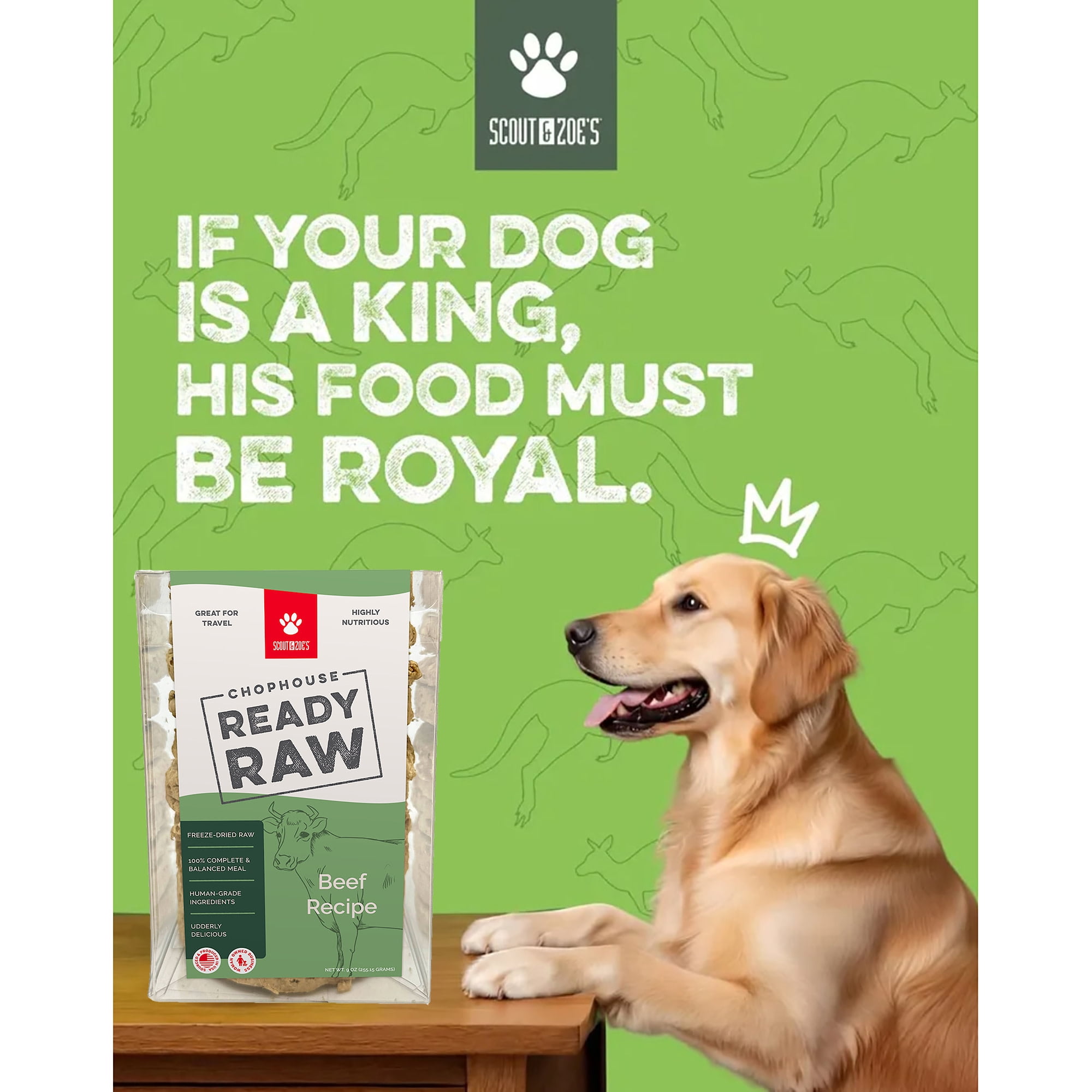Scout & Zoe's: Chophouse Ready Raw - Beef - 9 Dog Food Freeze-Dried Patties, Limited Ingredient Complete Pet Meal, Rehydrated Meat Patty = 1lb Food