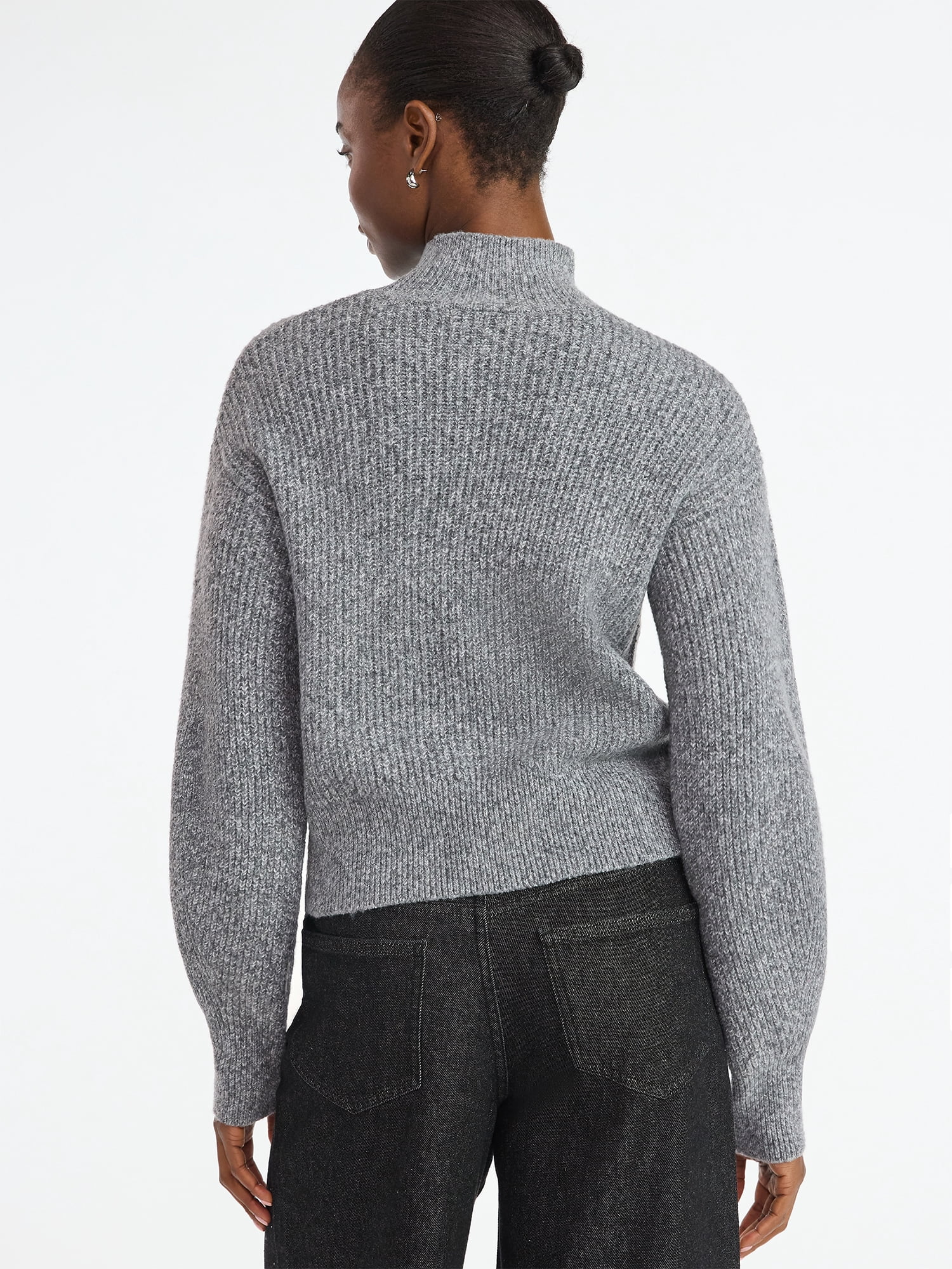 Scoop Women's Shaker Stitch Turtleneck Sweater, Lightweight, Sizes XS-XXL