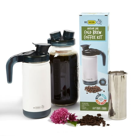 My Mason Makes - Cold Brew Coffee Maker Kit - Make Great Iced Coffee or Tea At Home - Professional Quality System With Insulated 1 Quart Jar To Keep Your Cold Brew Perfectly (Best Built In Coffee System)