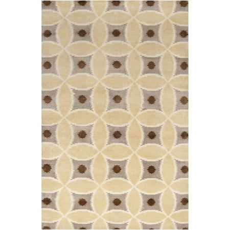 Ottoman Dark Bronze Plush - 9' x 13' Neutral Vortex Dark Taupe and Citrine Rectangular Wool Area Throw Rug