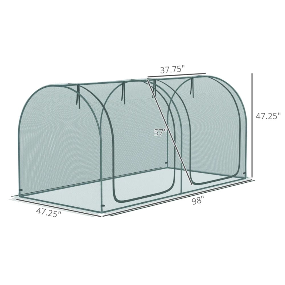 Crop Cage Plant Protector, HDPE Mesh & Steel Frame, Zippered Doors, Ground Stakes, Portable with Carry Bag for Vegetables Flowers Outdoor