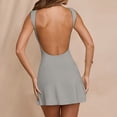 thumbnail image 3 of Vestido mini sin mangas con espalda abierta sexy para mujer - Cuello redondo, ajustado y elástico, 3 of 6