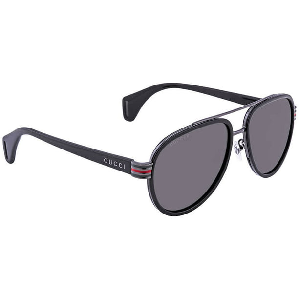 Gucci - Gucci Grey Polarized Aviator Men's Sunglasses GG0447S 001 58 ...