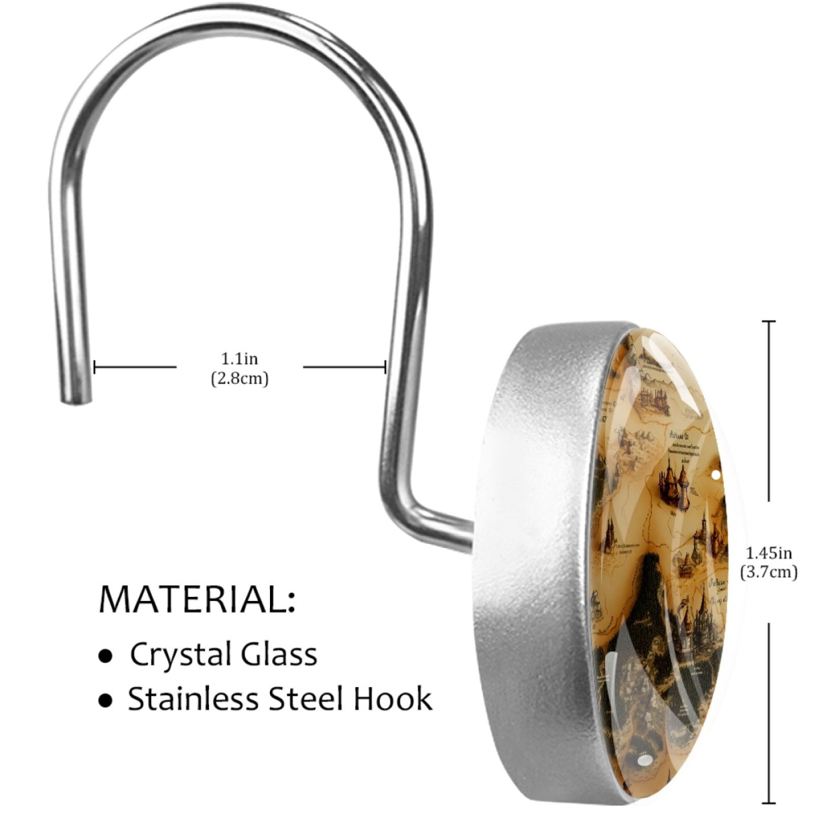 HemaKayy Sturdy Stainless Steel Shower Curtain Hooks, 12 Count