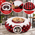 Rectangular Shape Tunnel Plaid Cat Tunnel Christmas Tree Skirt with Cushion, Multi-Functional ...