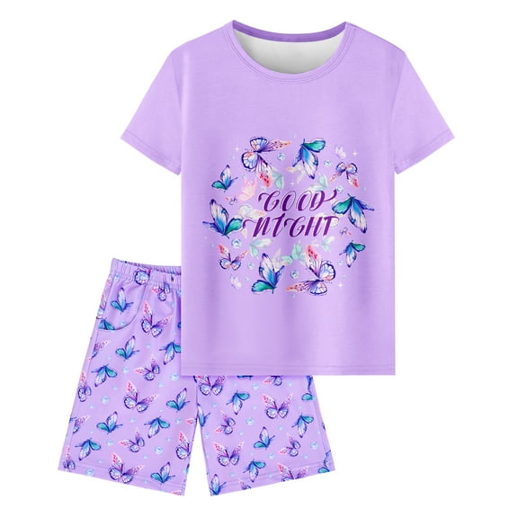 Girls Pajamas Short Sleeve Toddler Girls Summer Short Sets Sleepwear Clothes Sets Girls Pajamas Size 3-10