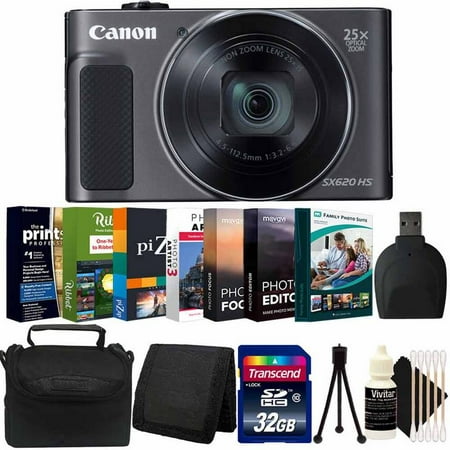 Canon Powershot SX620 HS 20.2MP Digital Camera Black with Software Photo Editing (Best Camera Editing App For Android)