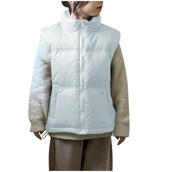 Mgmyaa Kids Sleeveless Down Vest Hooded Short Jacket Lightweight Thermal Outerwear for Toddlers 3-13Y