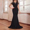 thumbnail image 2 of SMihono Fashion Off Shoulder Mermaid Evening Prom Dresses Long Appliqued Beadedformal Gown for Women Elegant Maxi Sequin Sparkly Formal Gown Prom Dress Black 6, 2 of 7