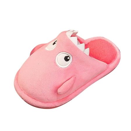 

Fashion Cute Autumn And Winter Boys And Girls Slippers Flat Bottom Lightweight Soft And Comfortable Warm Solid Color Cartoon Monster