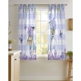 thumbnail image 4 of Purple Flowers Sheer Curtains 54 Inch Length 2 Panels Set for Living Room/Bedroom, Weeping Spring Floral Bicycle Checkered Kitchen Curtains Grommet Semi-Sheer Curtains Window Treatments 42"x54"x2, 4 of 7