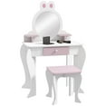 thumbnail image 1 of Qaba Coiffeuse pour Enfants avec Miroir et Tabouret, Motif Licorne, Blanc, 1 of 10