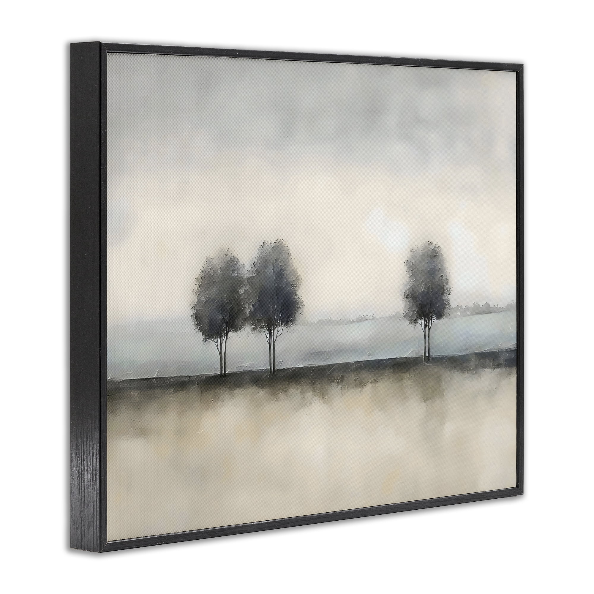 Stupell Industries Muted Trees Horizon Black Framed Giclee Art, design by Riley B