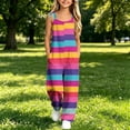 thumbnail image 3 of dazeni Girls Summer Boho Jumpsuit Sleeveless Jumpsuits Rompers for Girls Adjustable Strap Wide Leg Pants Romper with Pockets Hot Pink 15-16 Years, 3 of 9