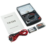 Analog Multimeter with LED Indicator & Buzzer for Continuity Test - Includes Test Leads (YX-360TRE-L-B)