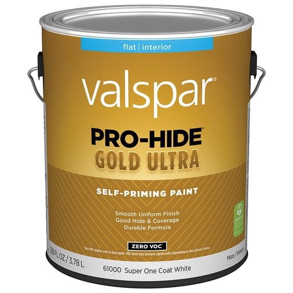 1 gal Valspar 61000 White Pro-Hide Gold Ultra Interior Self-Priming Paint, Flat