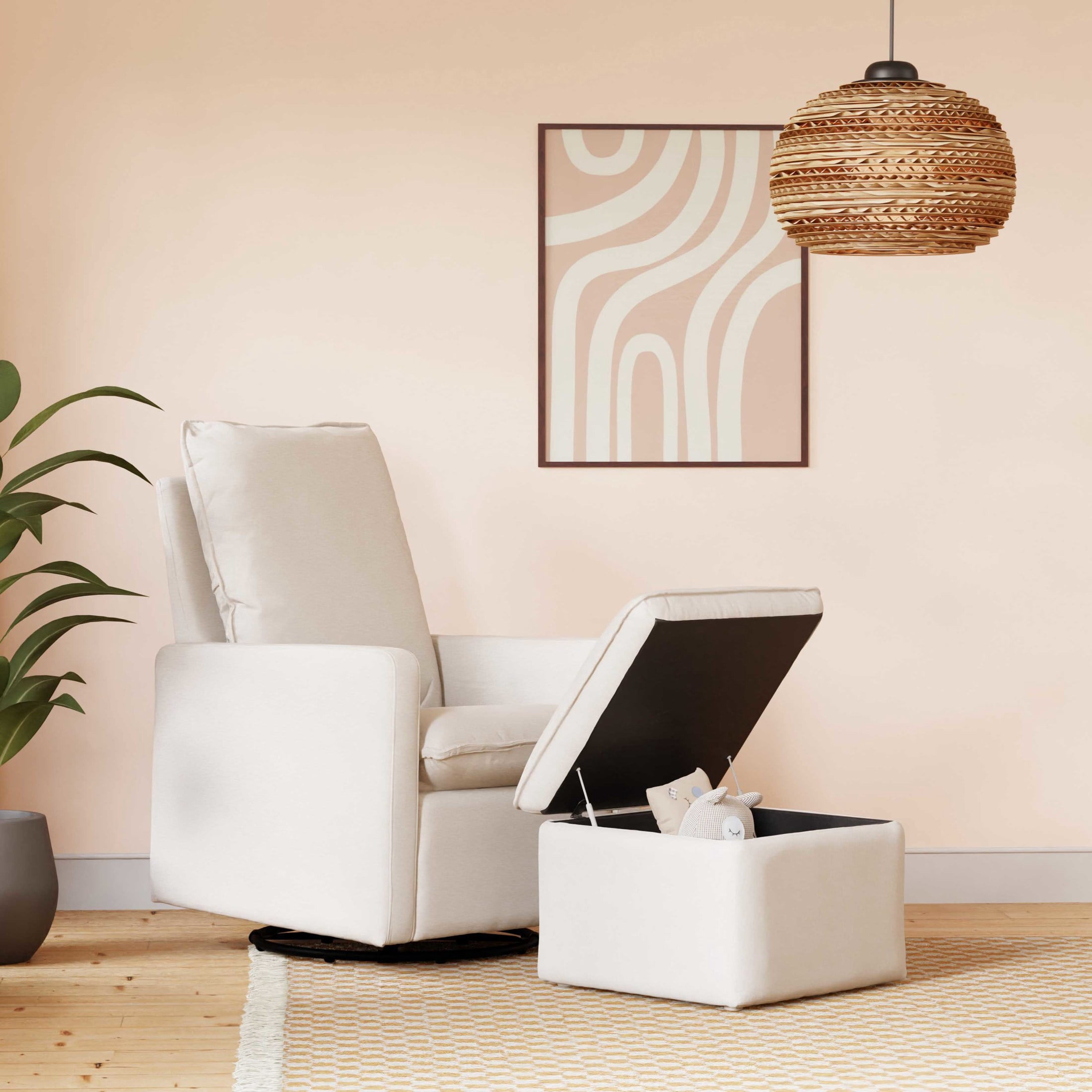 Babyletto Cali Storage Ottoman in Eco-Performance Fabric | Water Repellent & Stain Resistant