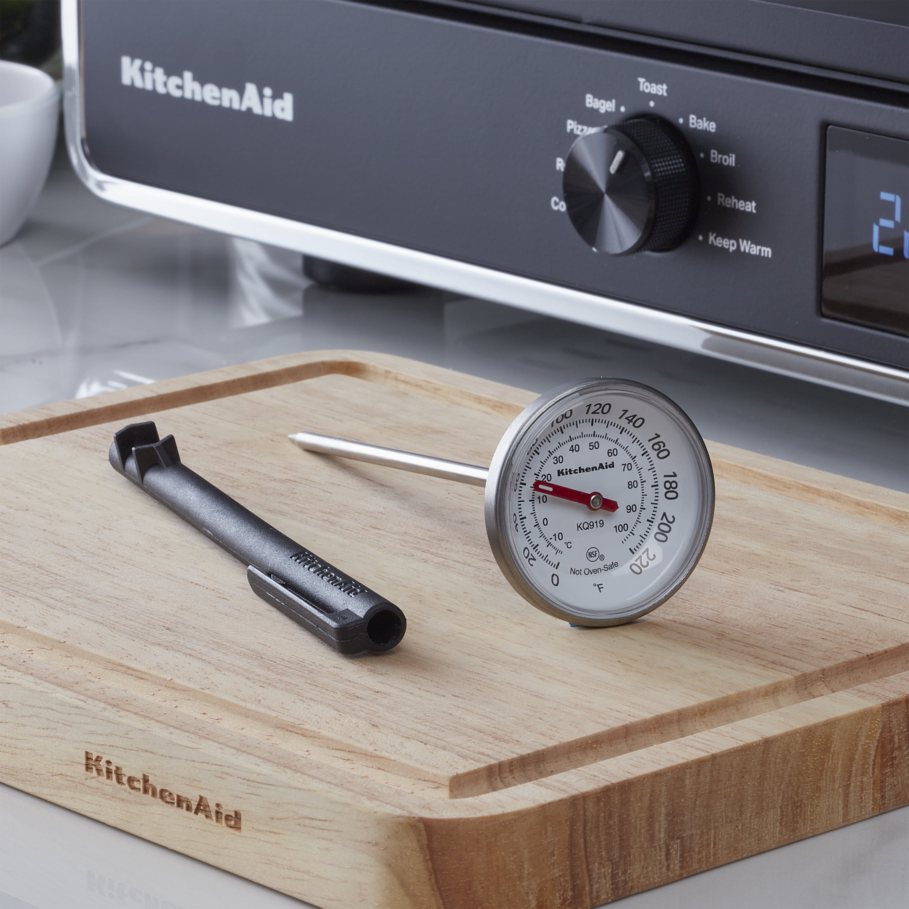 KitchenAid Analog Instant Read Food and Meat Thermometer, Black Storage Sleeve, KQ919