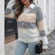thumbnail image 4 of Pntutb Chaqueta de suéter de punto suelto a rayas para mujer Liquidación de otoño e invierno para mujer Pntutb Pntutb-6738, 4 of 6
