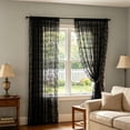 thumbnail image 5 of PYURTEP Vintage Lace Curtains 78 Inches Long, Floral Pattern Semi Blackout Sheer Curtains, Ruffled Edge Grommet Window Drapes for Living Room Bedroom, 5 of 6