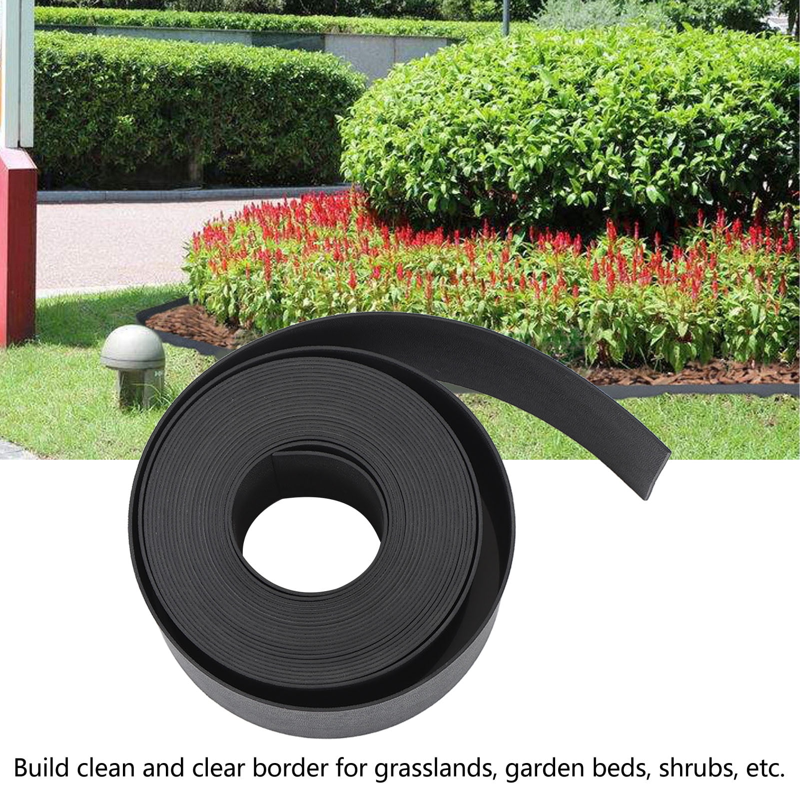 BIMZUC 32.8ft Landscape Edging PE Garden Border Black 4.72in Width Flexible Lawn Edging for Flower Beds and Pathways (10m / 32.81ft)