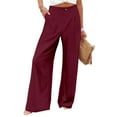 thumbnail image 2 of MIASHUI Women's High Waist Casual Pants Solid Color Comfortable Office Trousers Loose Fit Daily Lounge Wear Long Tailored Wide Leg Pants for Women Red,XL, 2 of 6